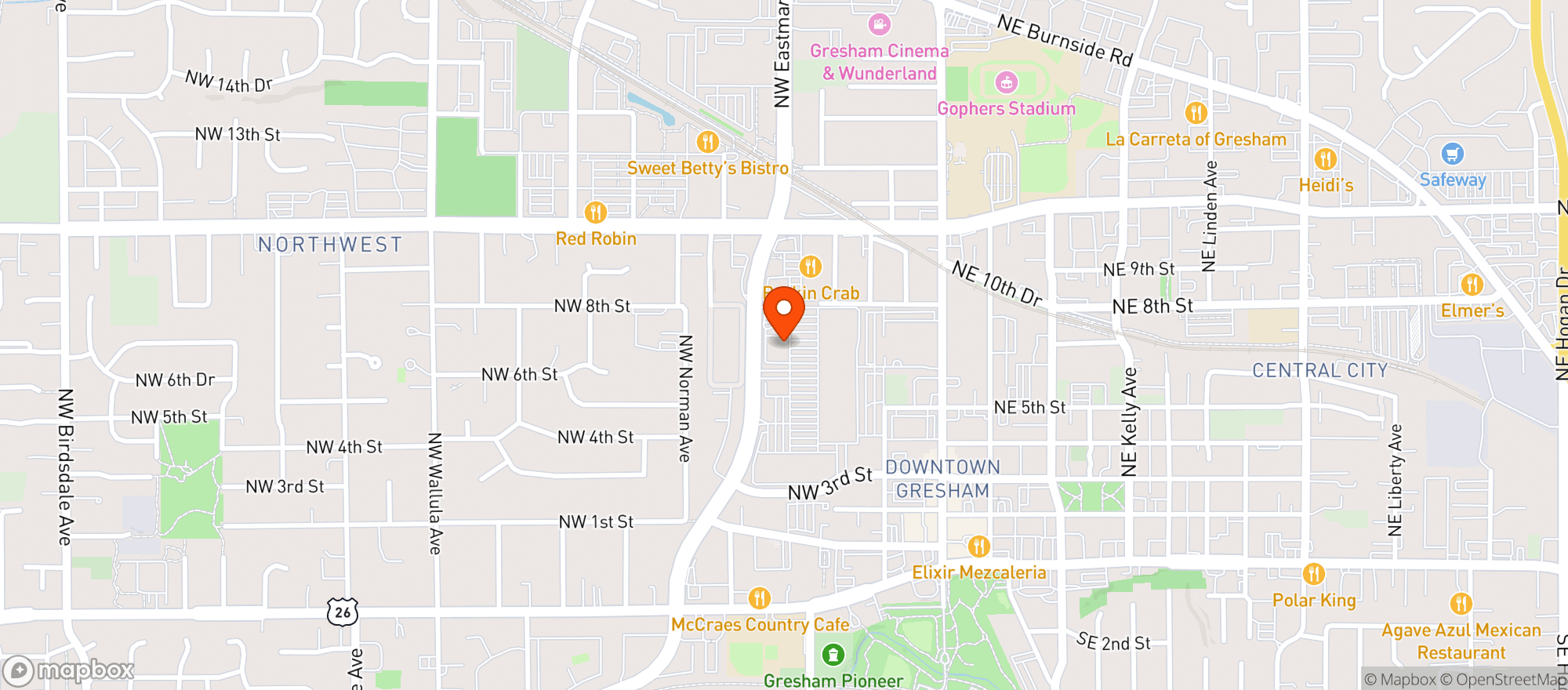 Map showing Madcow Brewing Company Taproom