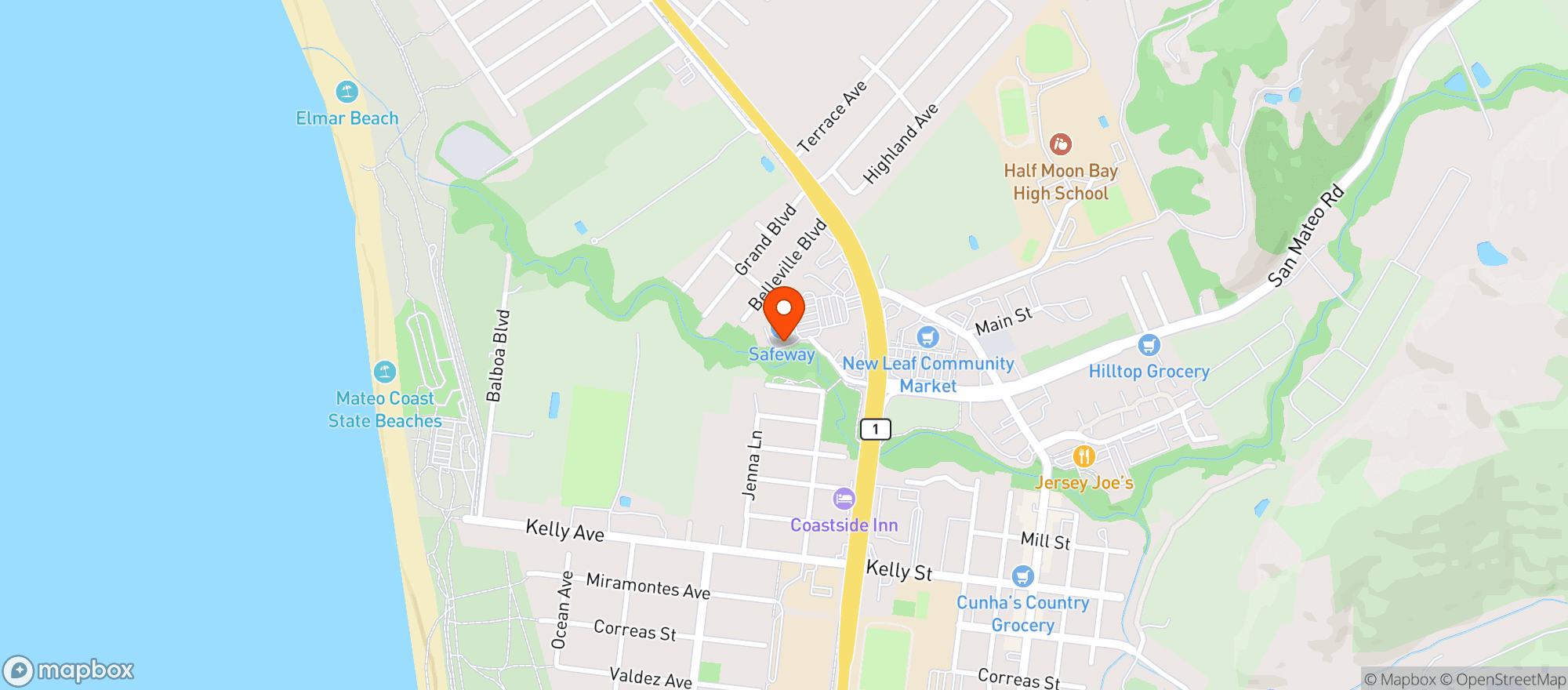 Map showing Safeway