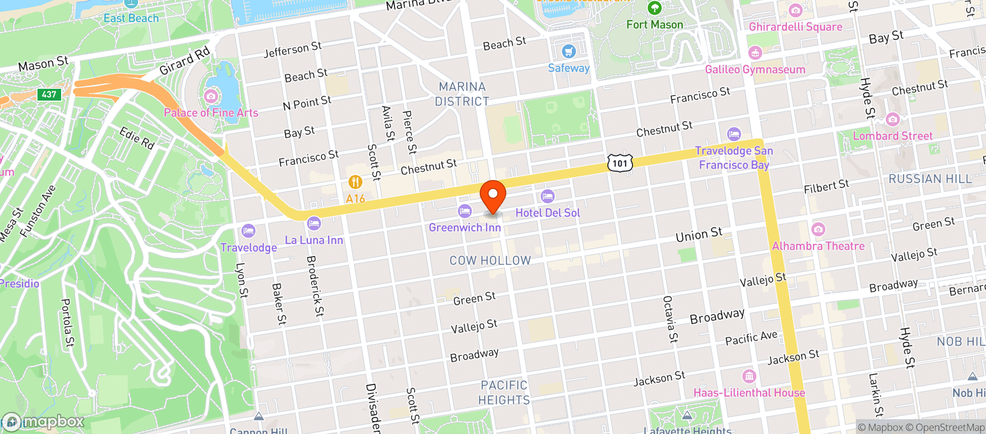 Map showing Balboa Cafe Partners