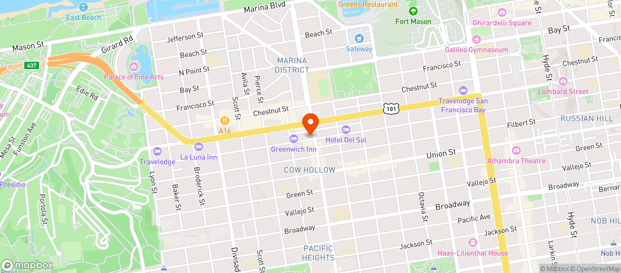 Map showing Plumpjack Wine & Spirits - Marina