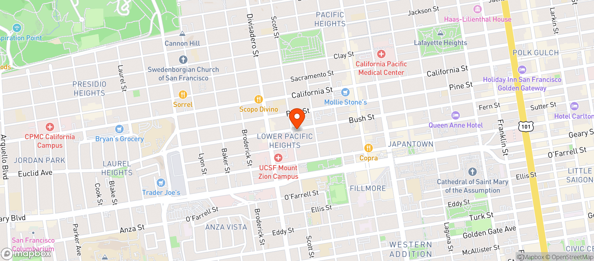 Map showing TENNIS SPIN