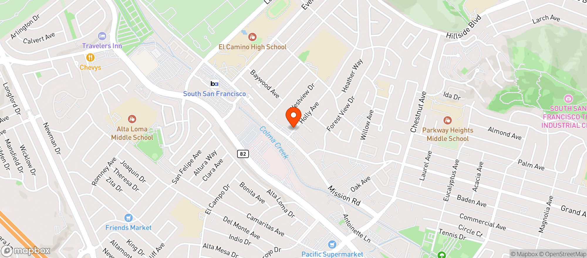 Map showing Sunshine Liquor South SF