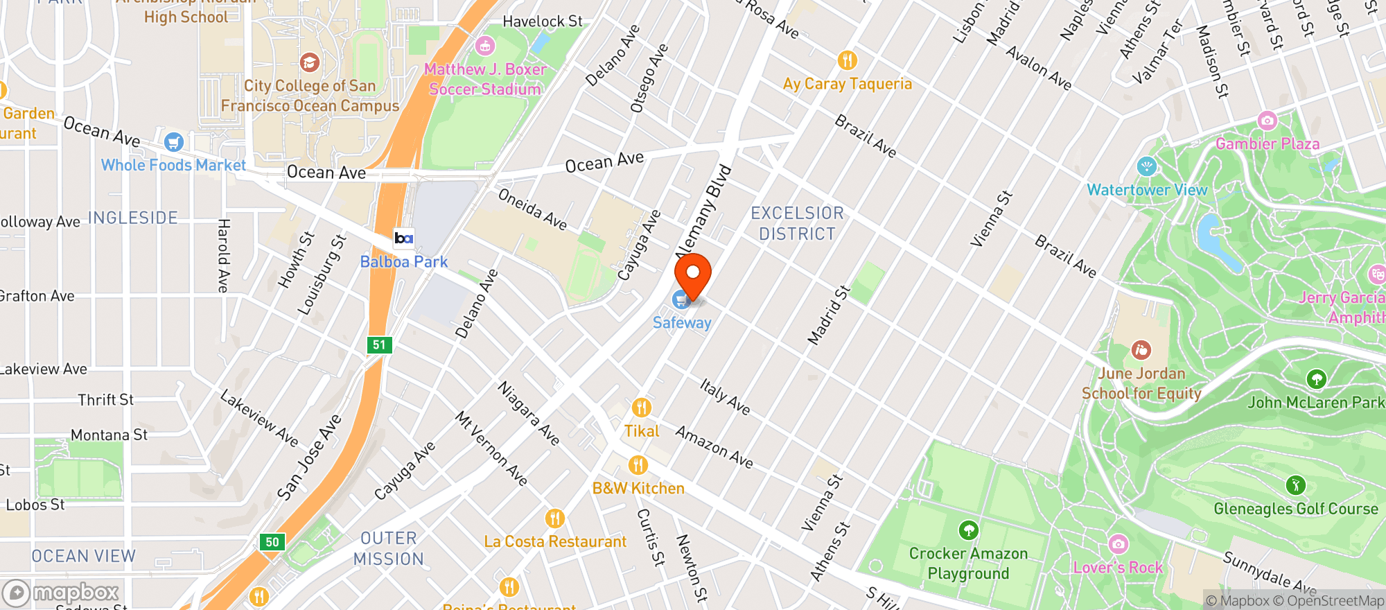 Map showing Safeway Store