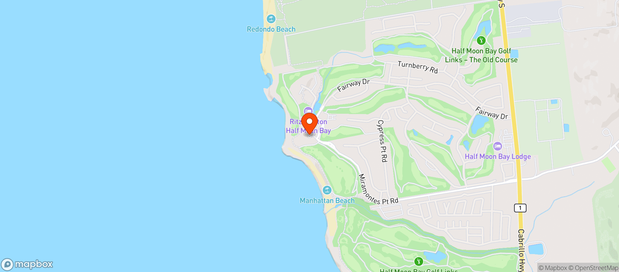 Map showing Ritz Carlton (Half Moon Bay)