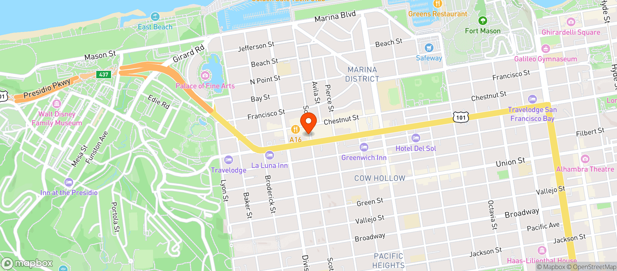 Map showing Marina Supermarket - San Francisco