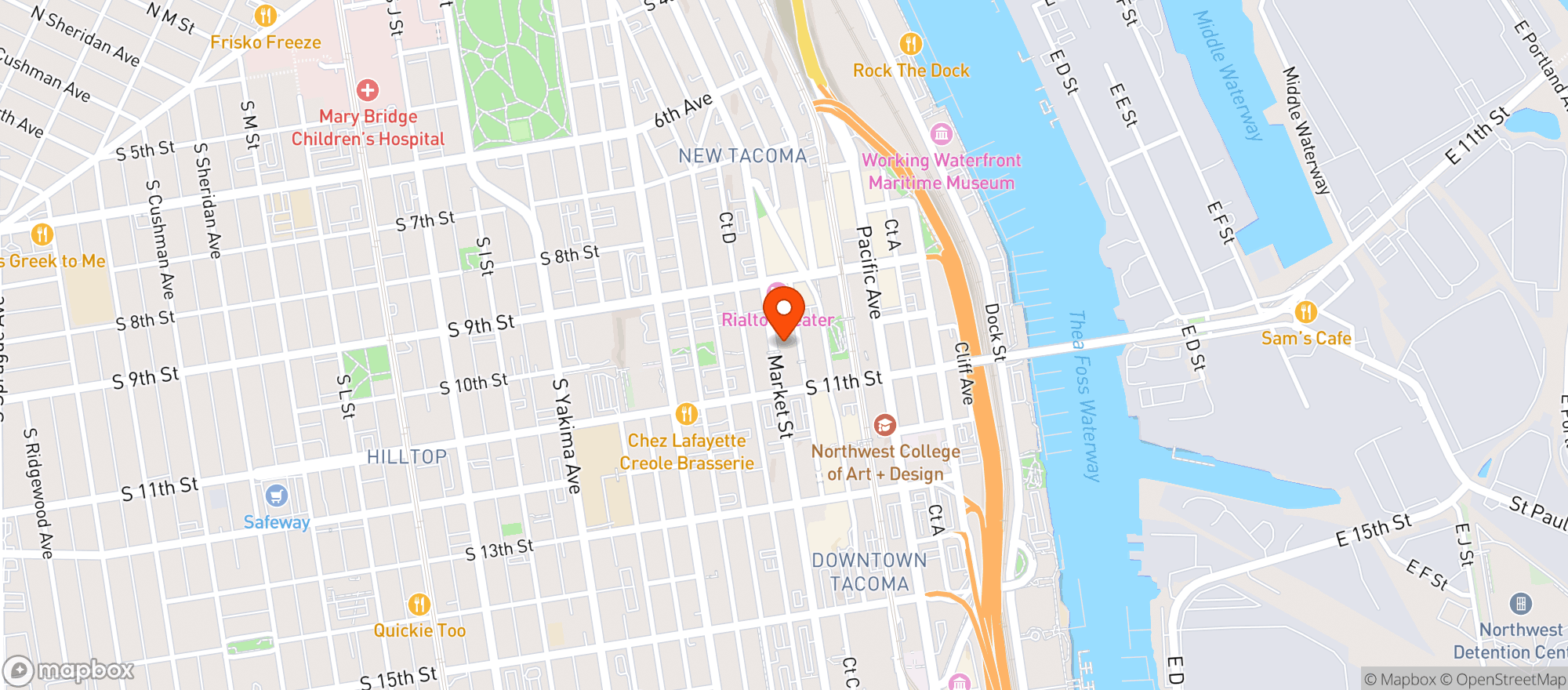 Map showing Tacoma Comedy Club