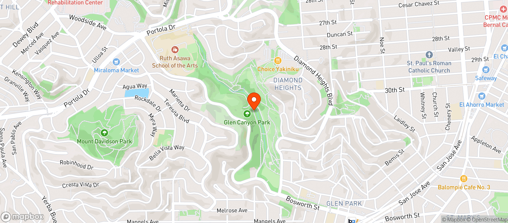 Map showing Glen Canyon Park