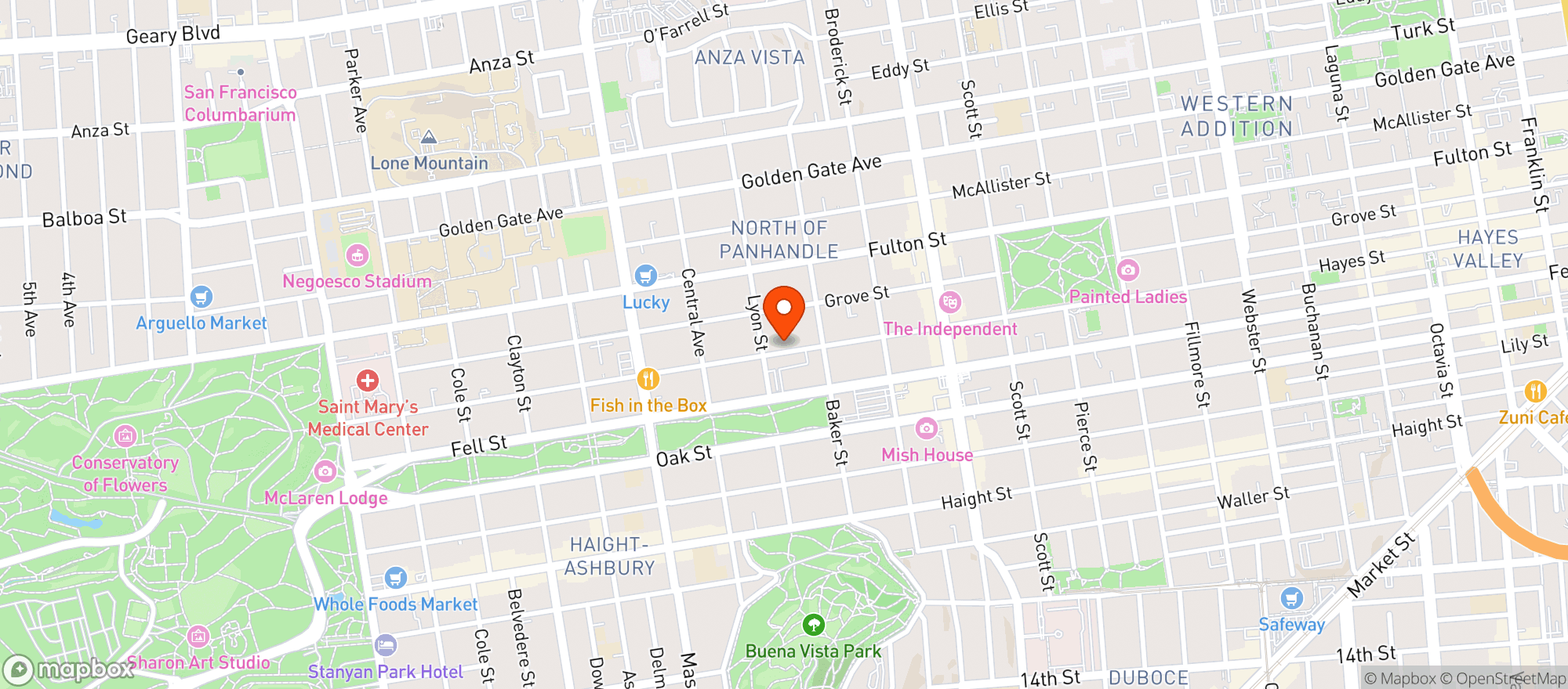 Map showing Parkside Market SF