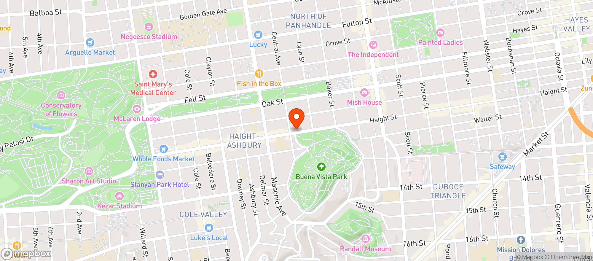 Map showing HAIGHT & CENTRAL MARKET