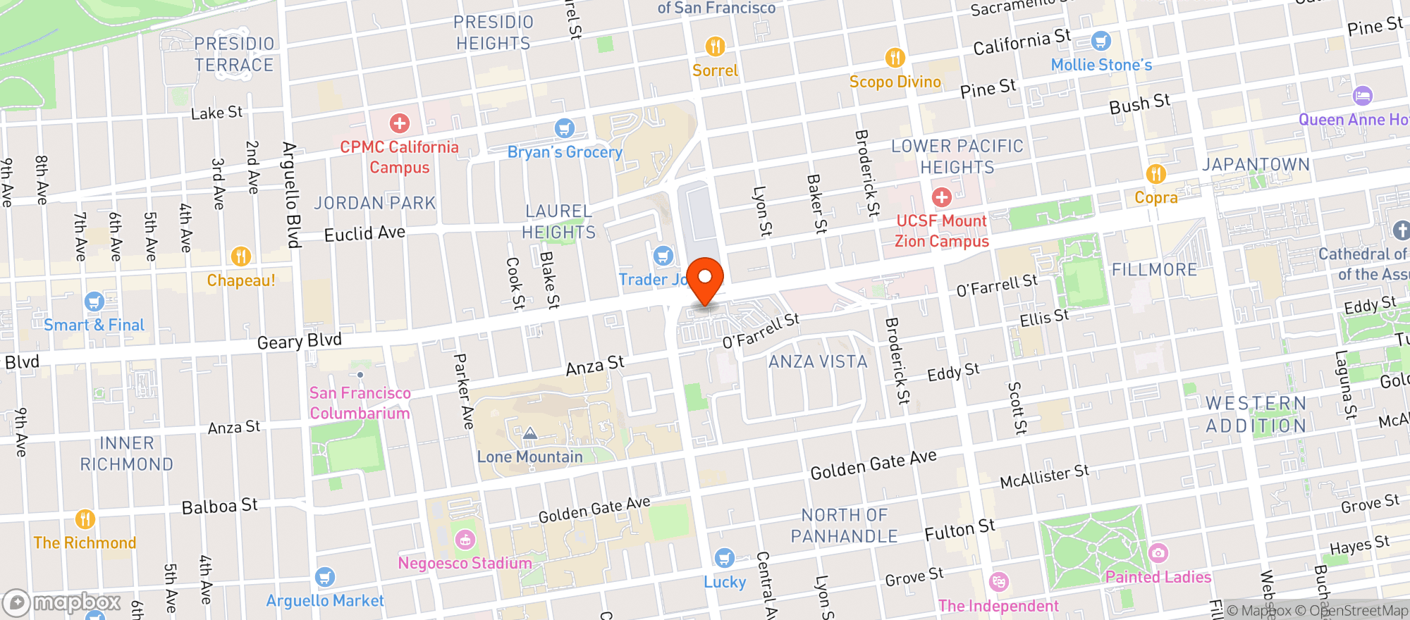 Map showing Target - San Francisco West