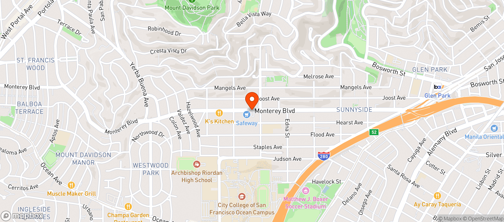 Map showing Safeway Store
