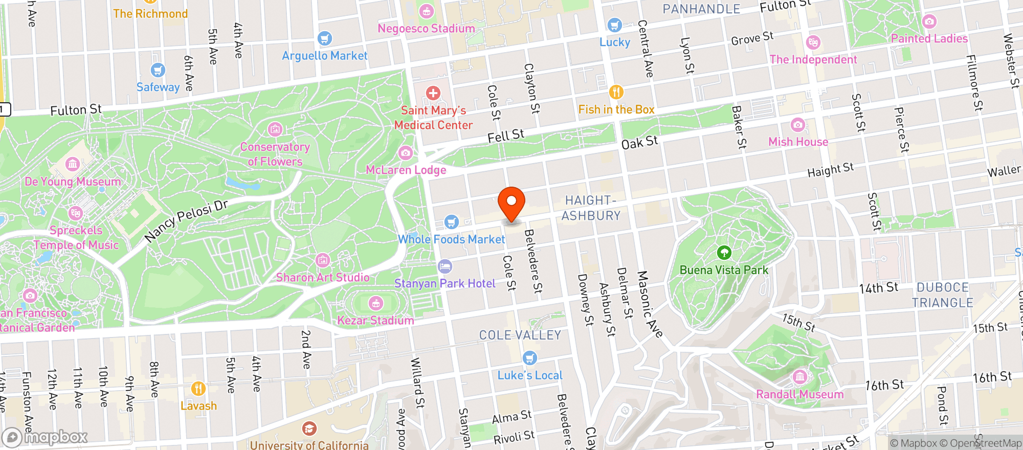 Map showing Eaze Depot - Haight Ashbury Retail