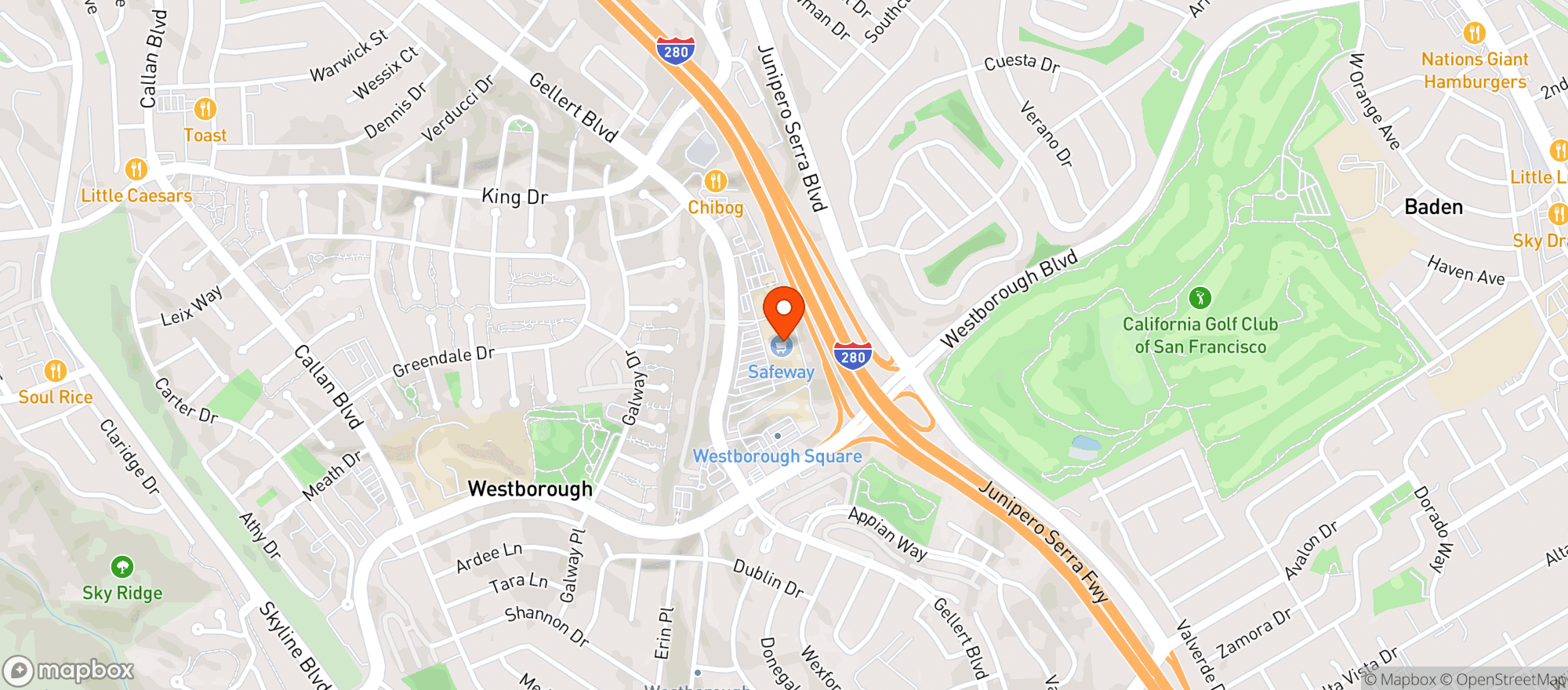 Map showing Safeway