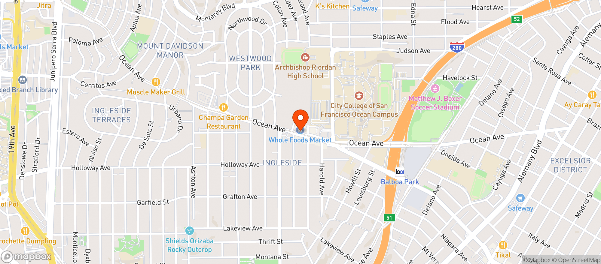 Map showing Whole Foods Market
