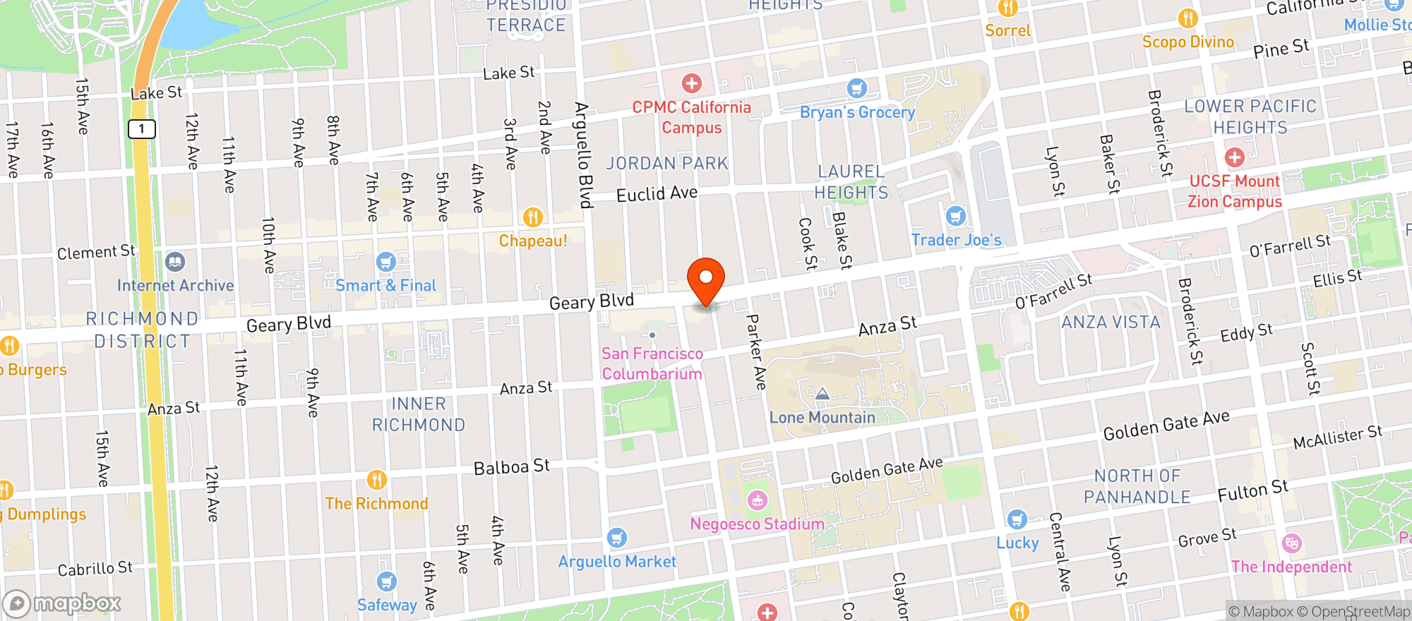 Map showing Weedhub - SF