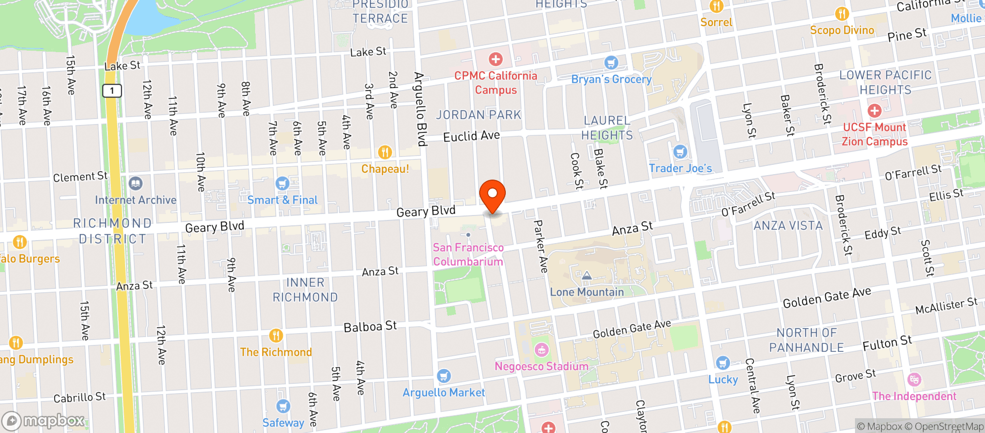 Map showing BevMo