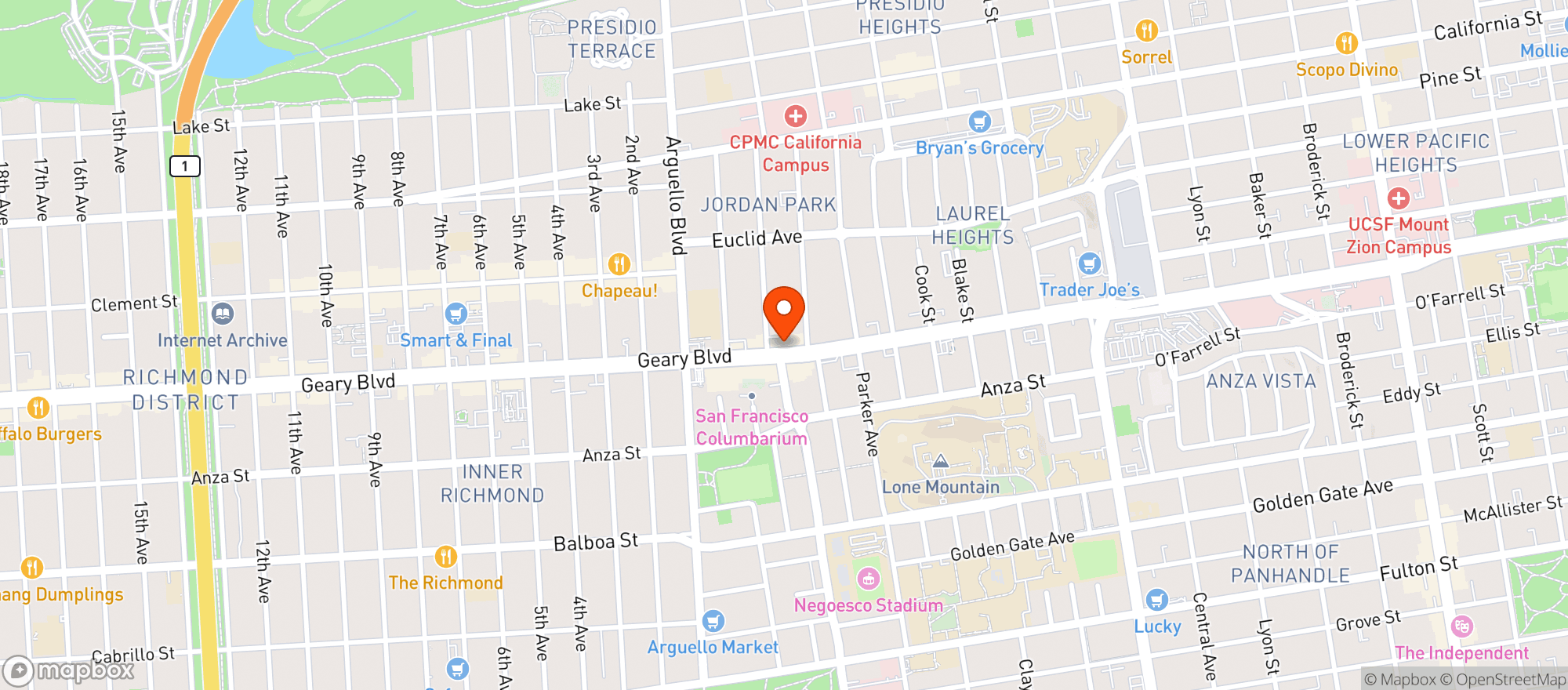Map showing Geary-SF