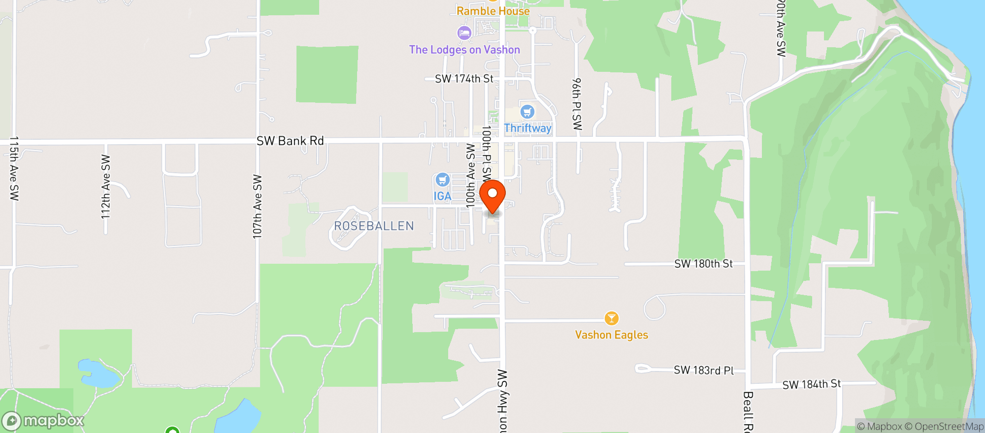 Map showing Vashon Liquor Store