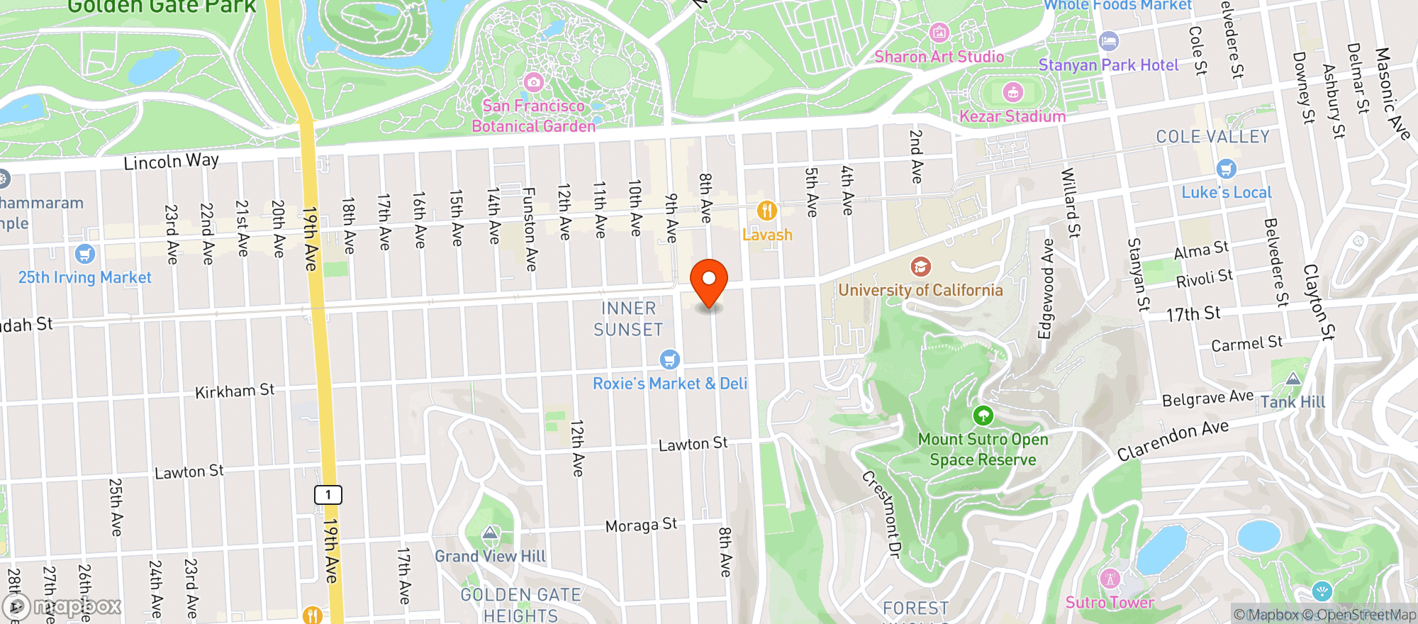 Map showing Judah 9th Ave