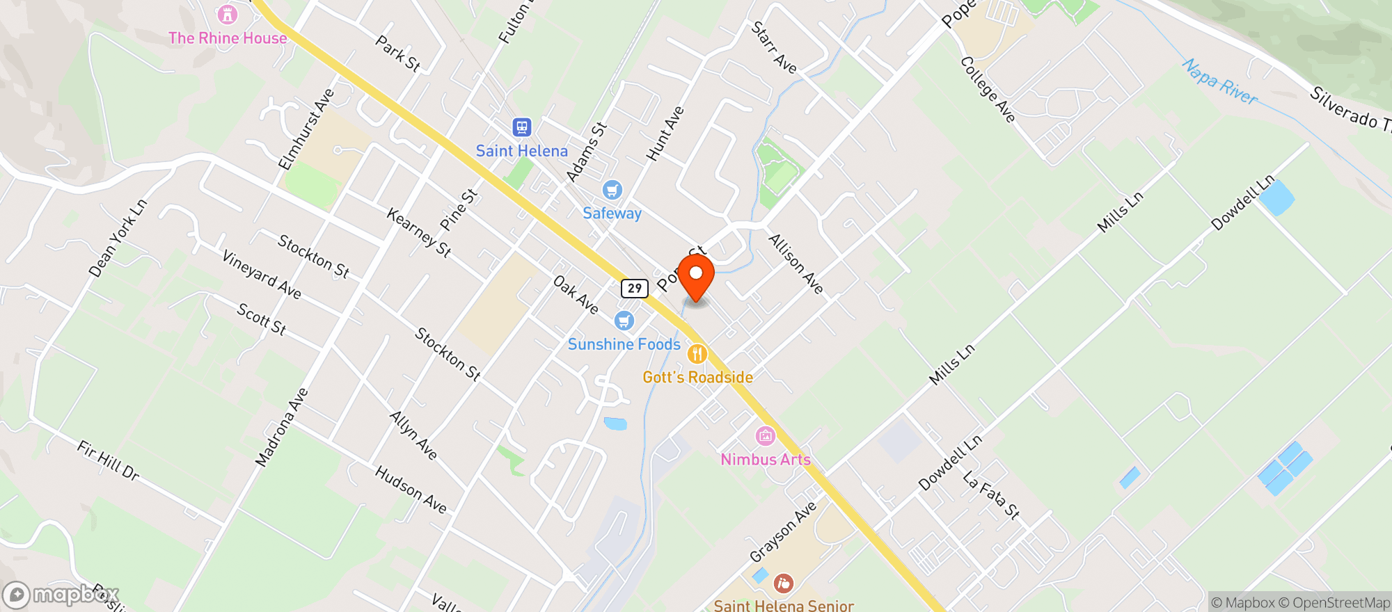 Map showing Health Spa Napa Valley