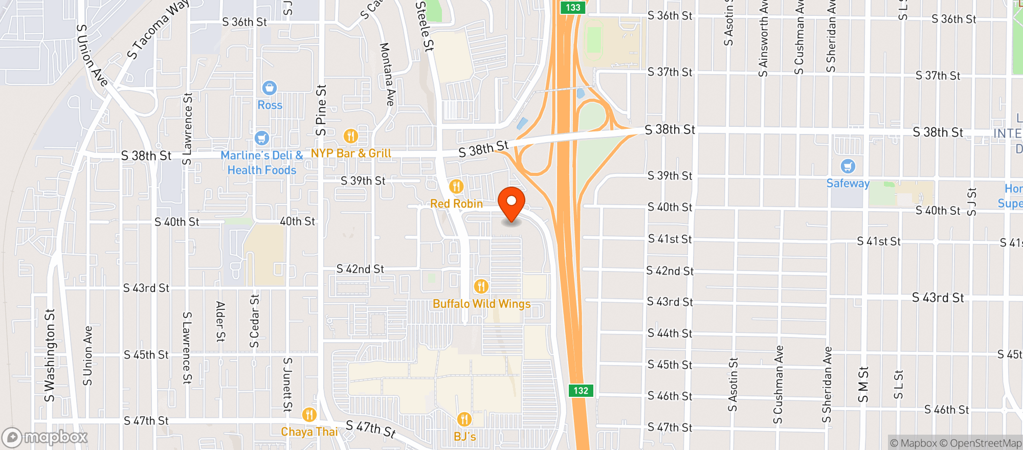Map showing World Market Tacoma