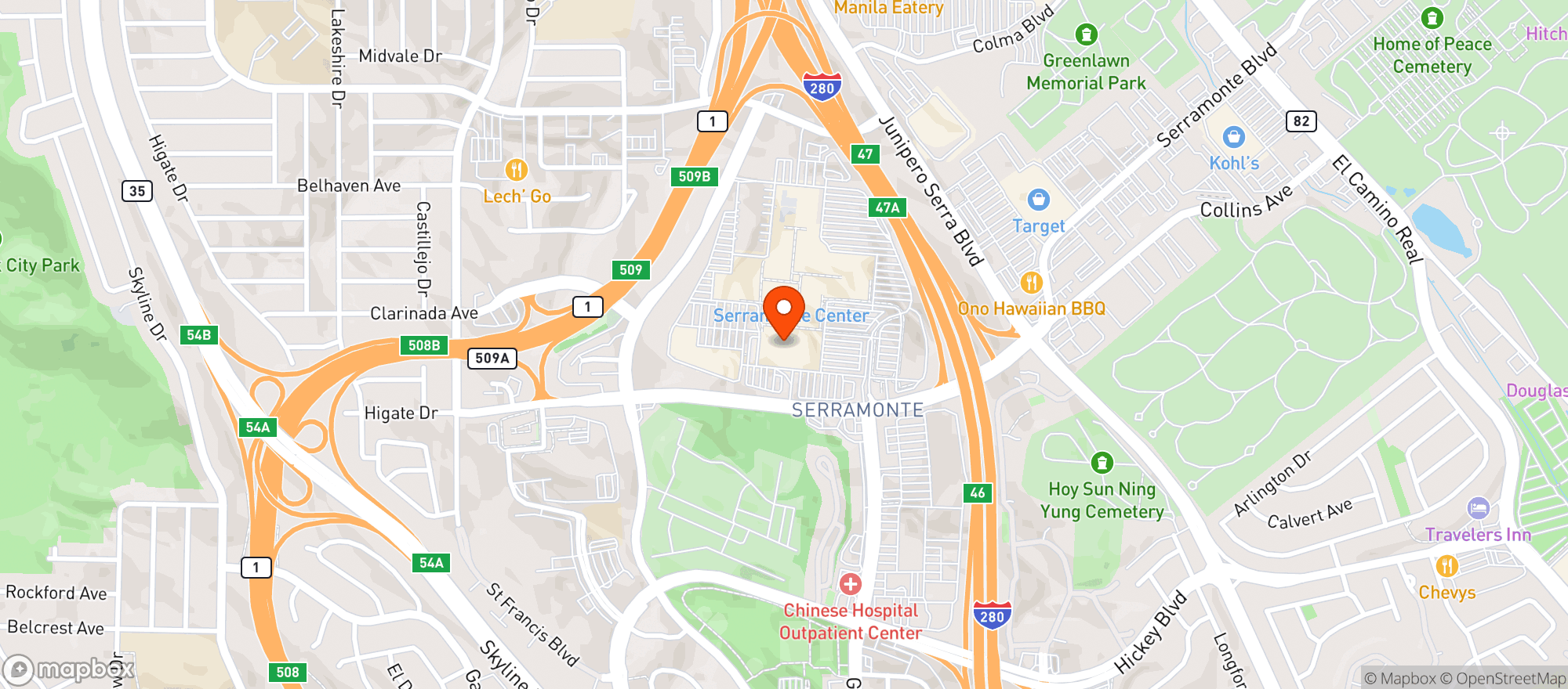 Map showing Target - Daly City Serramonte