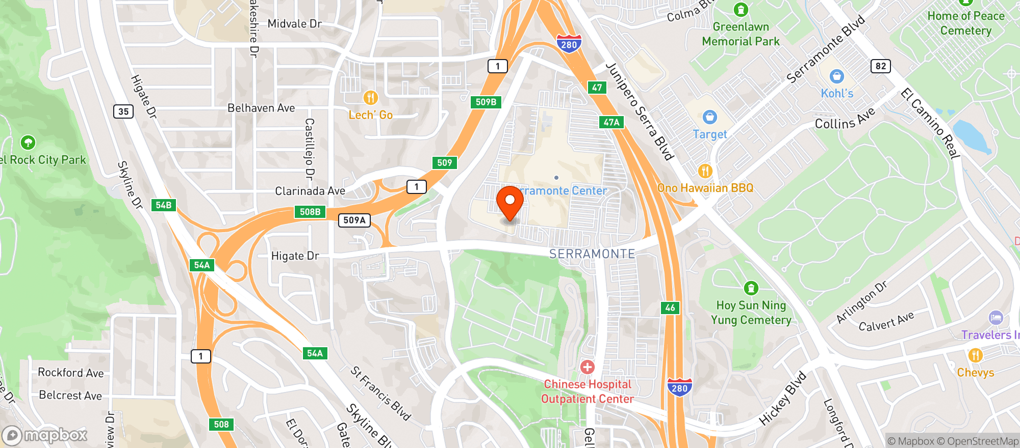 Map showing World Market Daly City