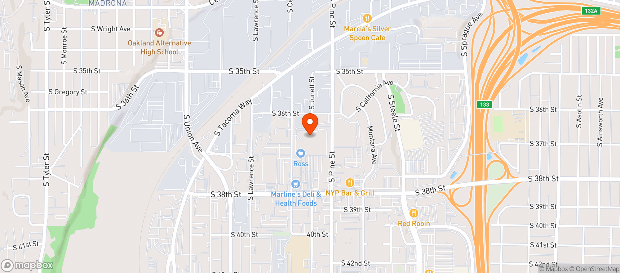 Map showing Door Dash