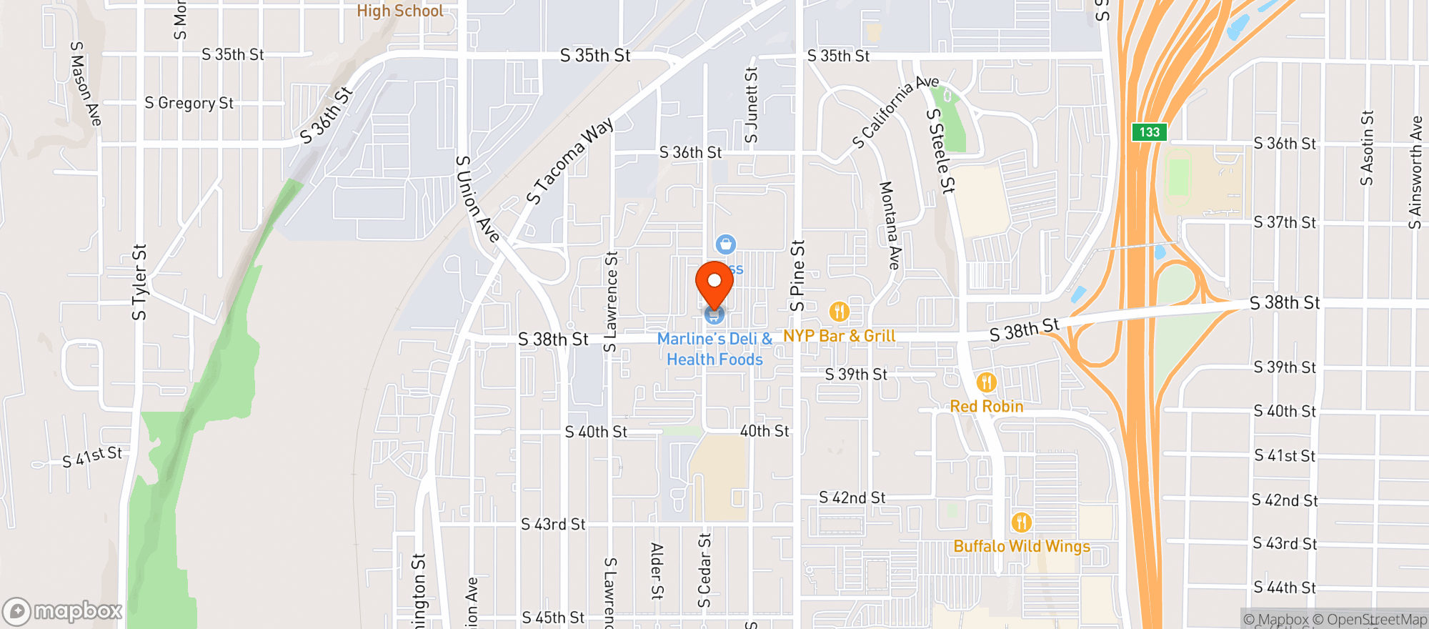 Map showing Marlene's Market & Deli