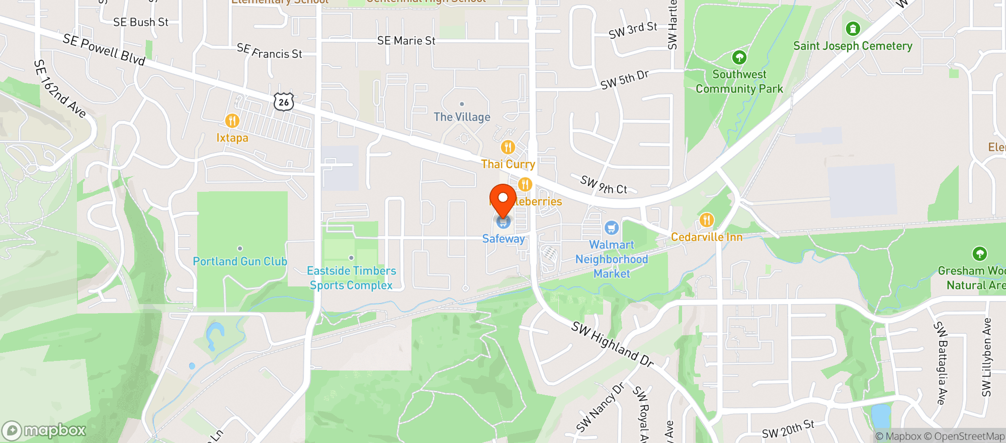 Map showing Safeway #1070 Highland