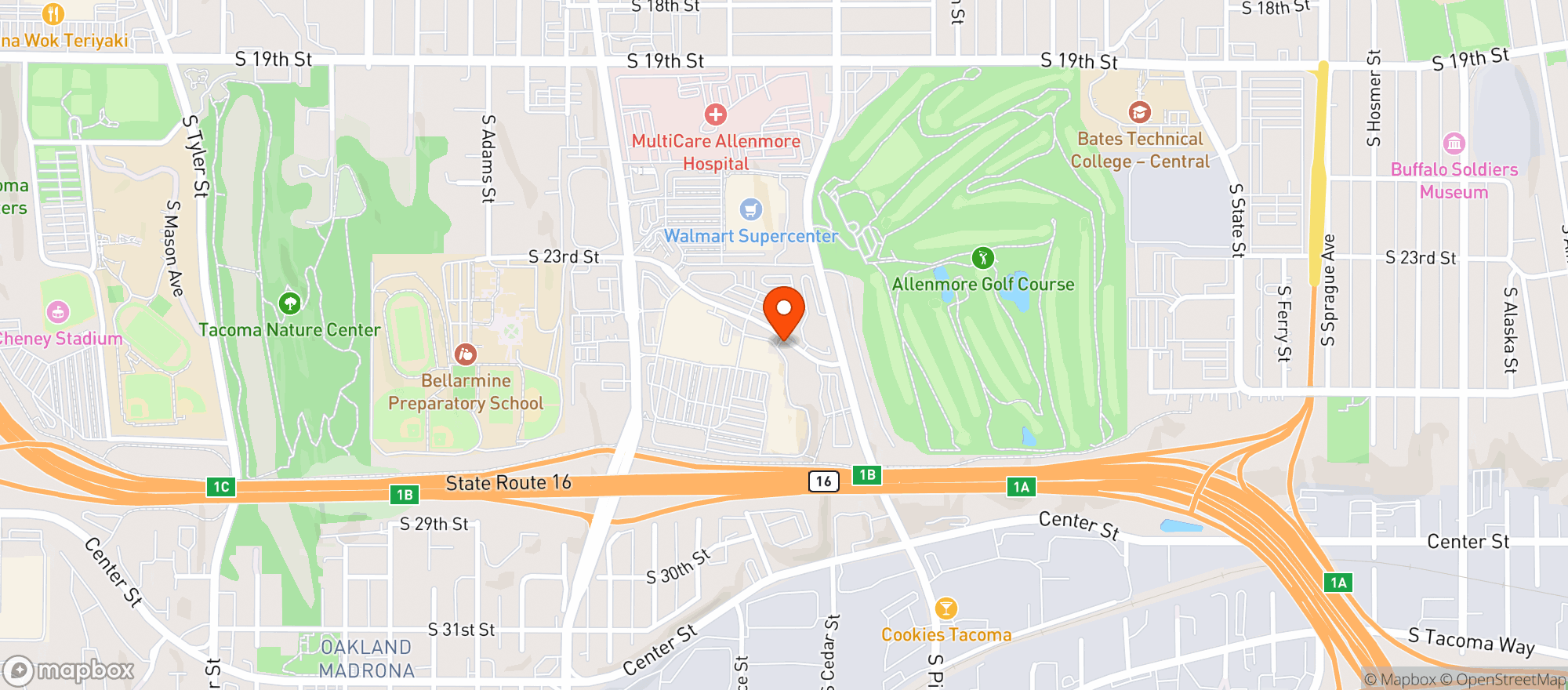 Map showing Liquor & Wine Tacoma Central