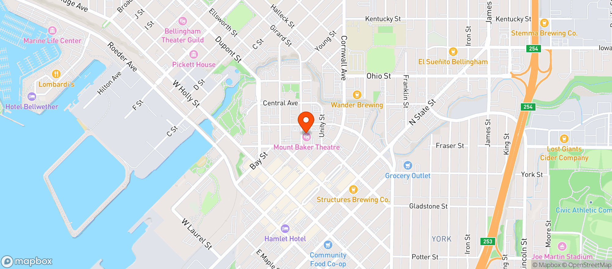 Map showing Mount Baker Theatre