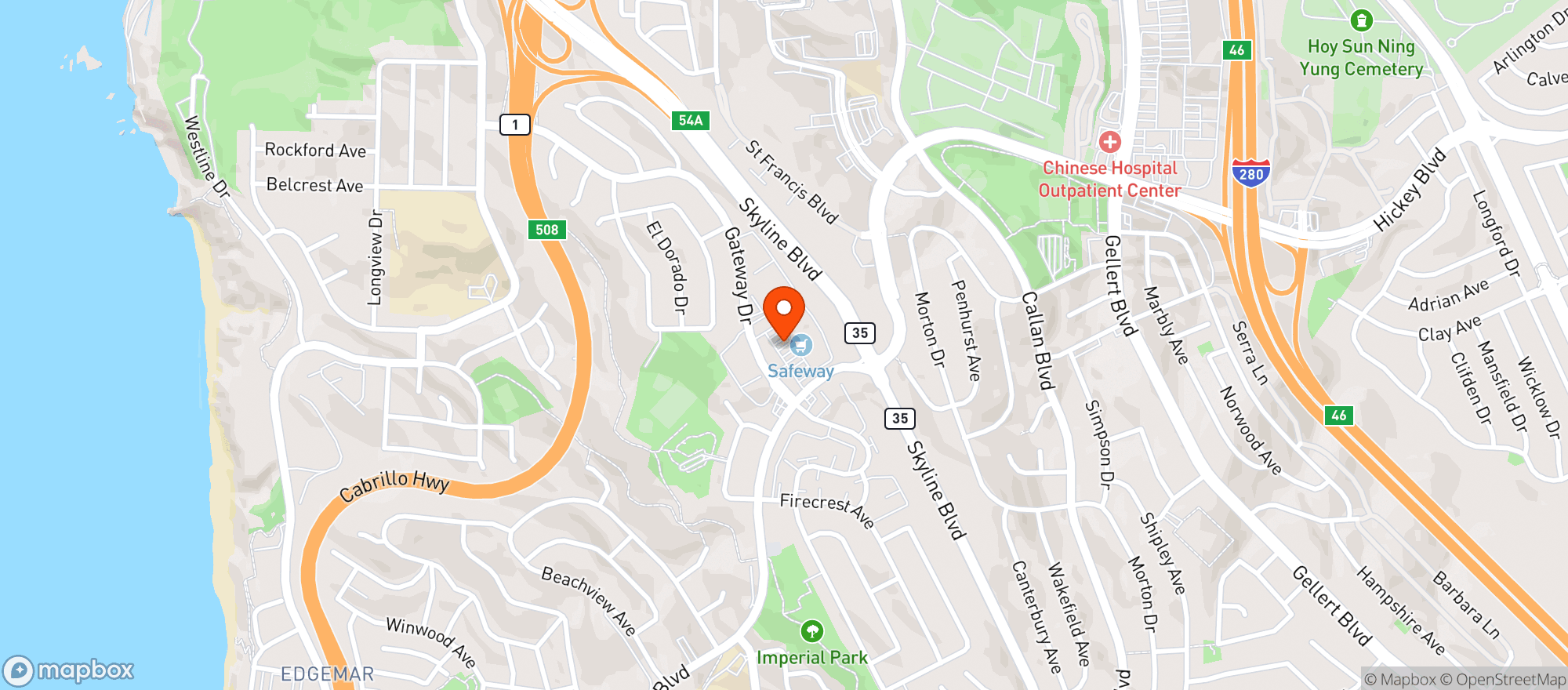 Map showing Safeway - Pacifica