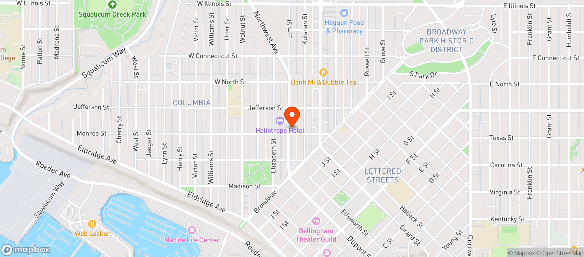 Map showing Elm Street Market