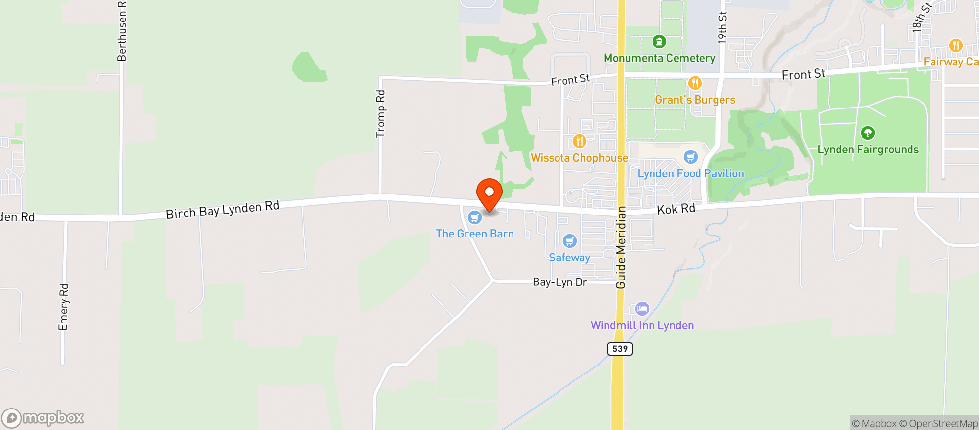 Map showing Green Barn