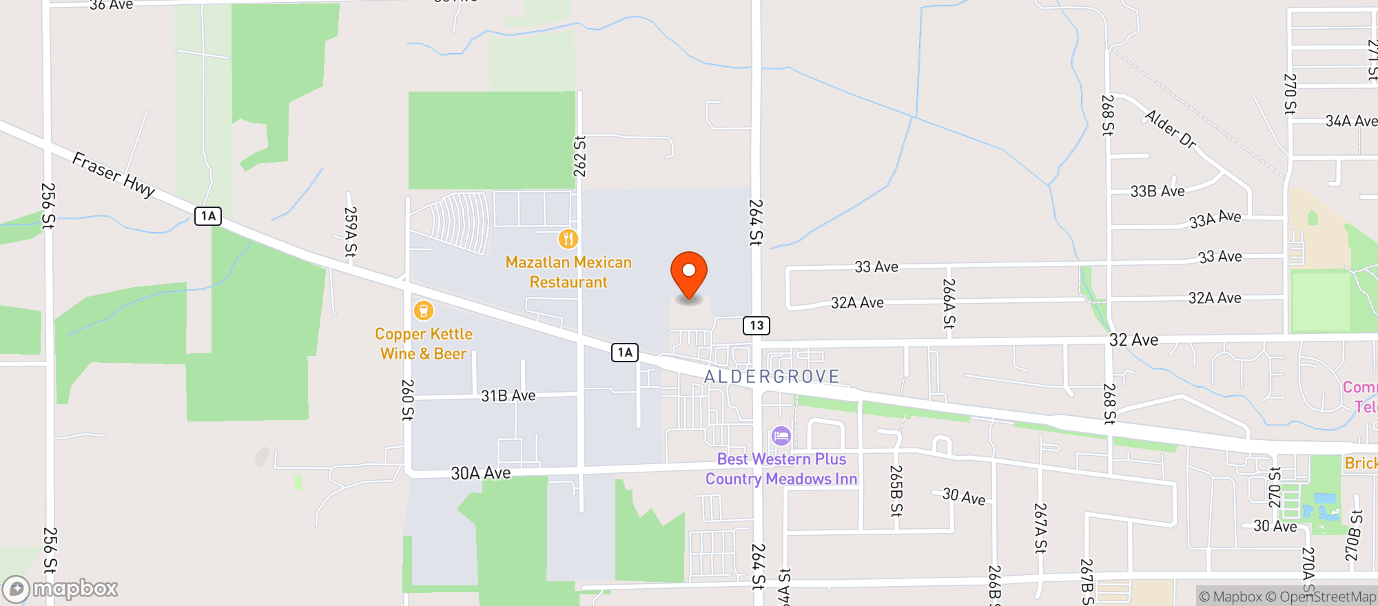 Map showing High5 Cannabis Aldergrove