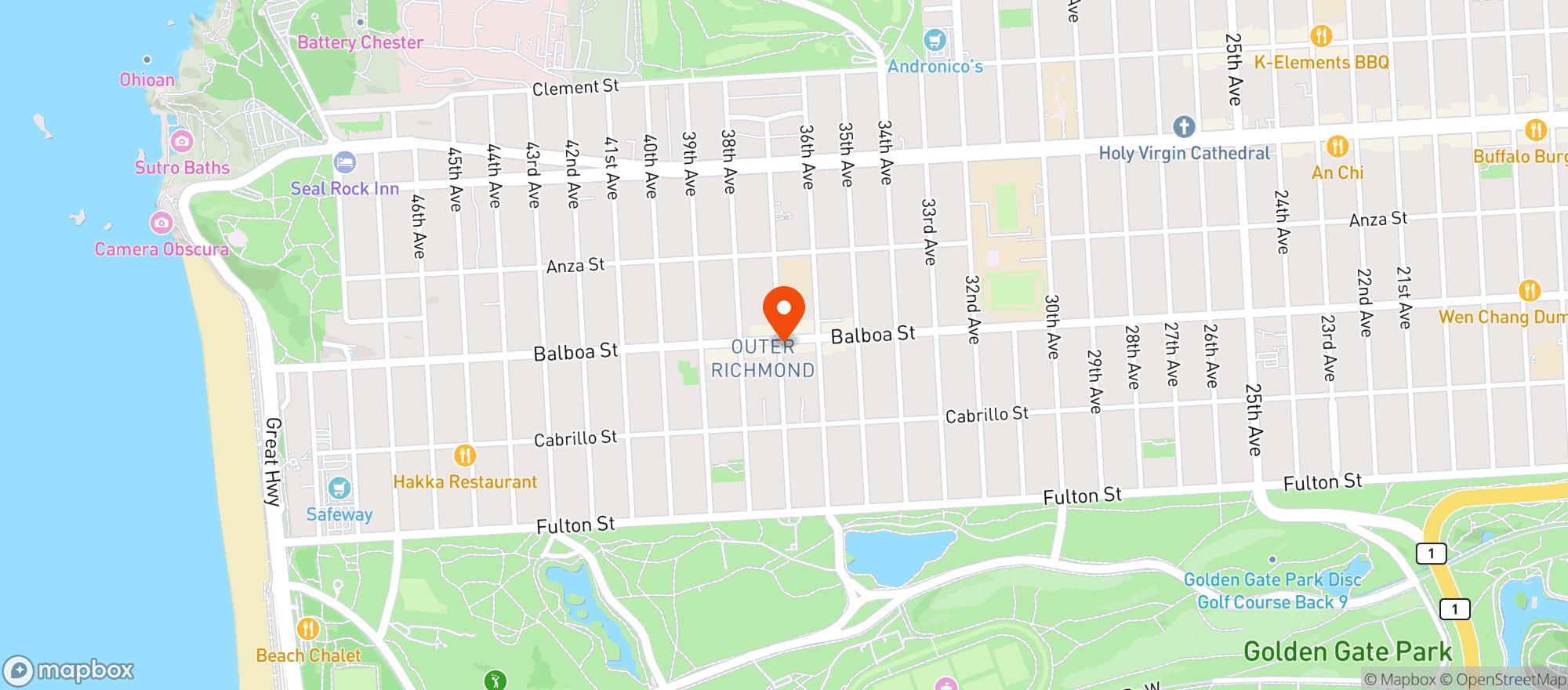 Map showing Balboa Produce