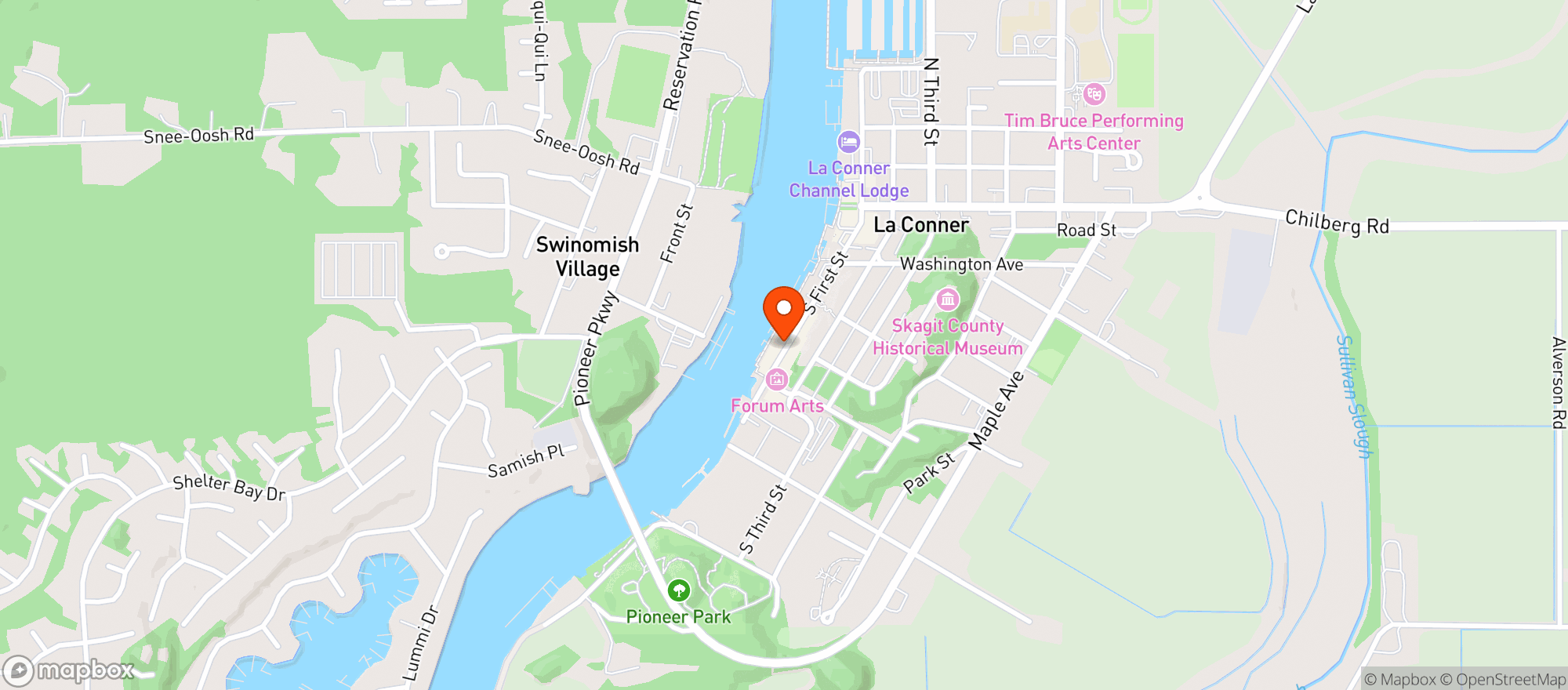 Map showing La Conner Tavern