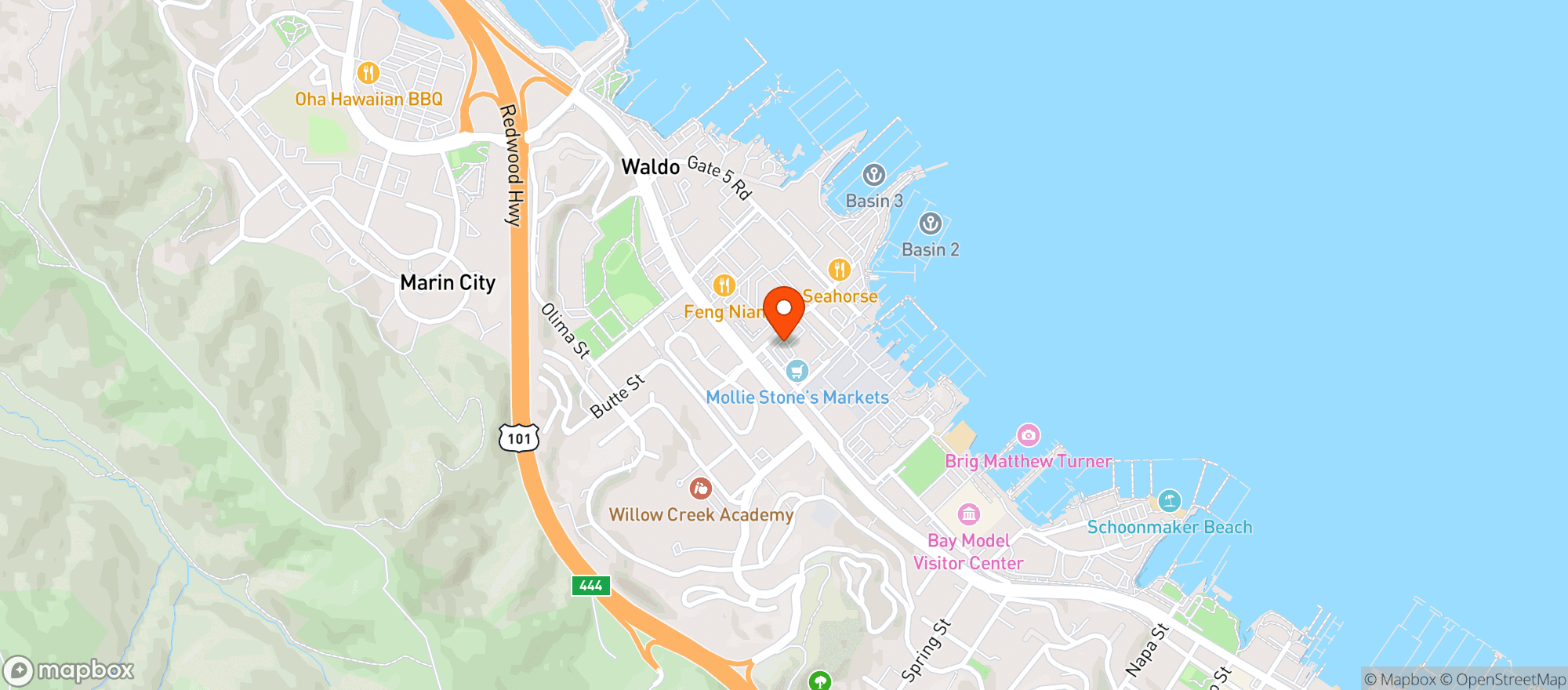 Map showing MOLLIE STONES MARKET