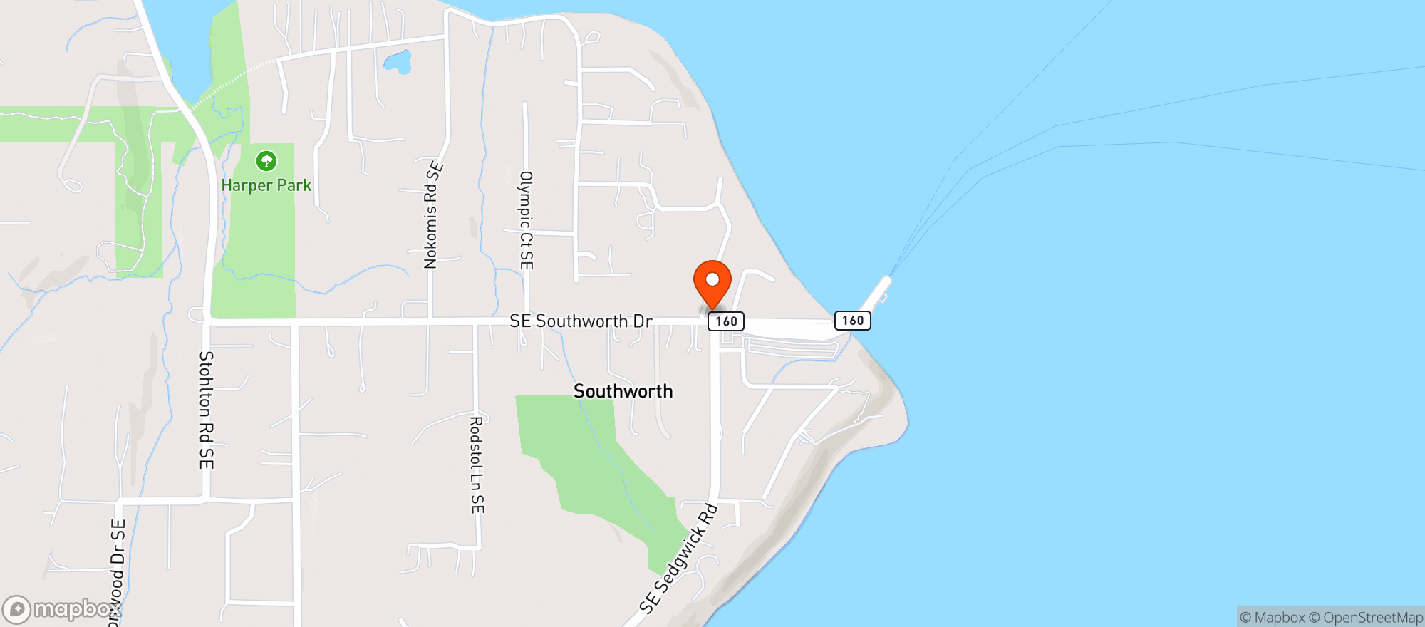 Map showing Southworths Grocery