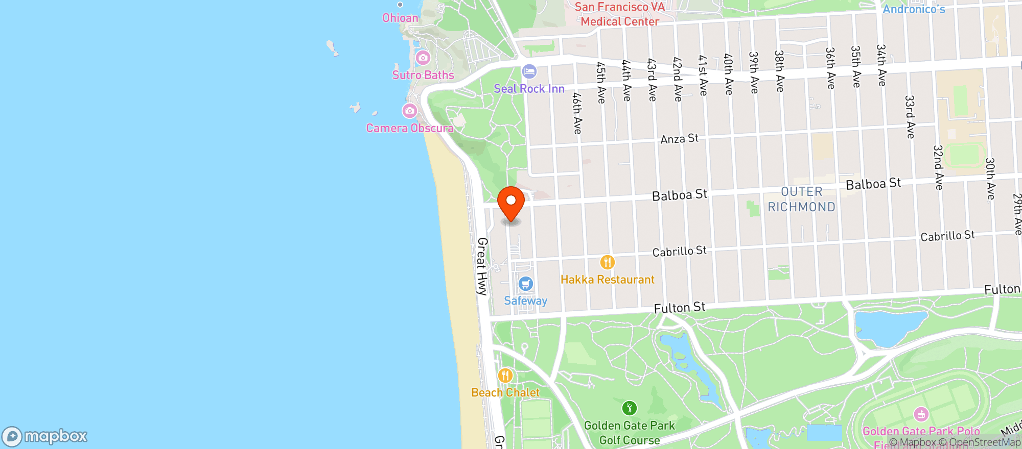 Map showing Ocean Bech Cafe