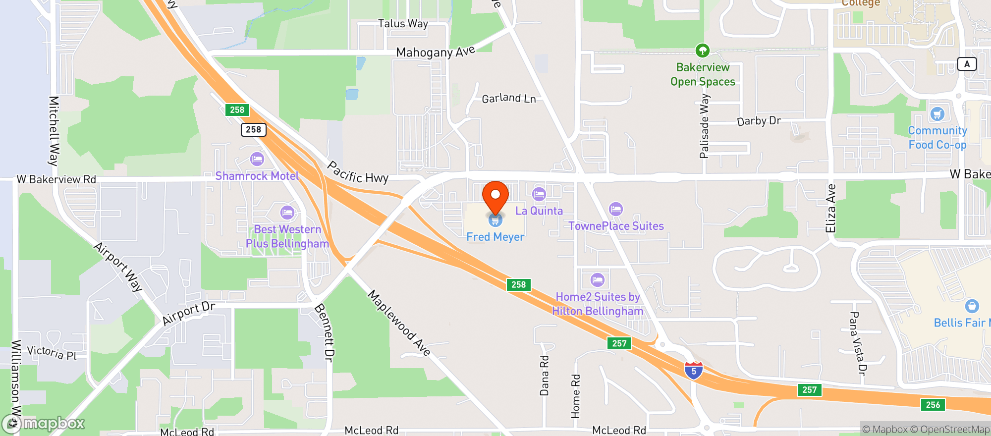 Map showing Fred Meyer