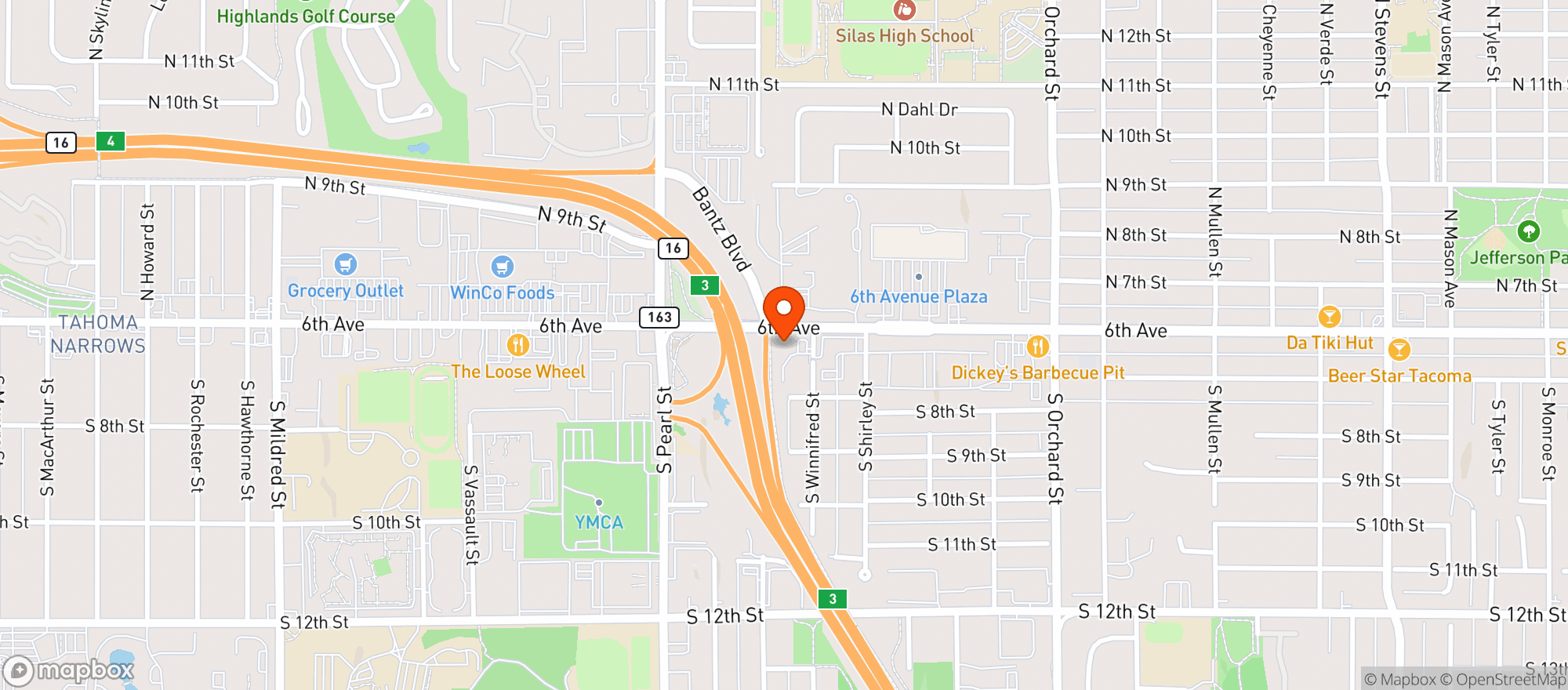 Map showing Tacoma Boys