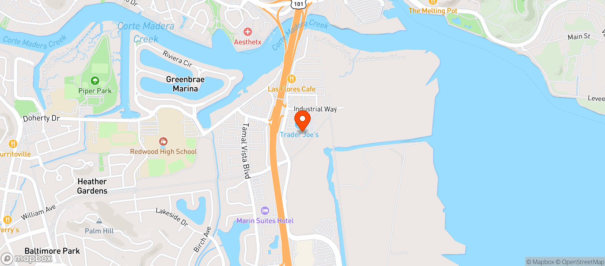 Map showing World Market Marin