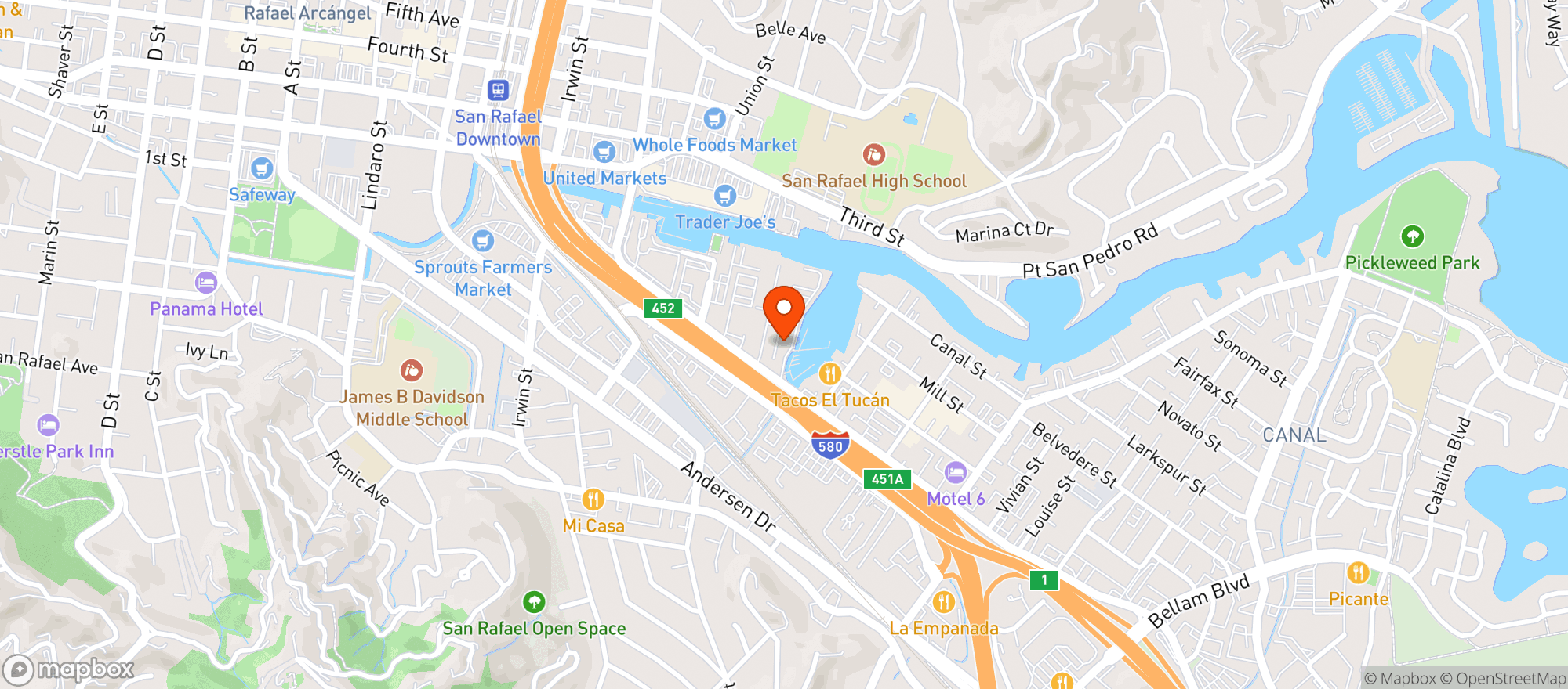 Map showing Mill Valley Pasta Co