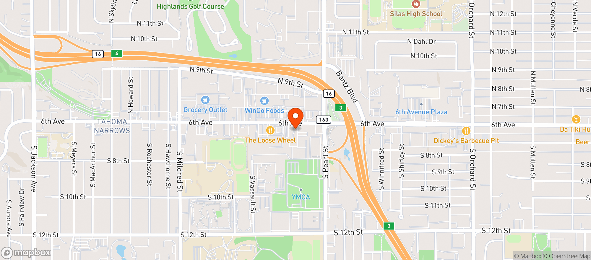 Map showing Mary Jane’s House of Glass - Tacoma