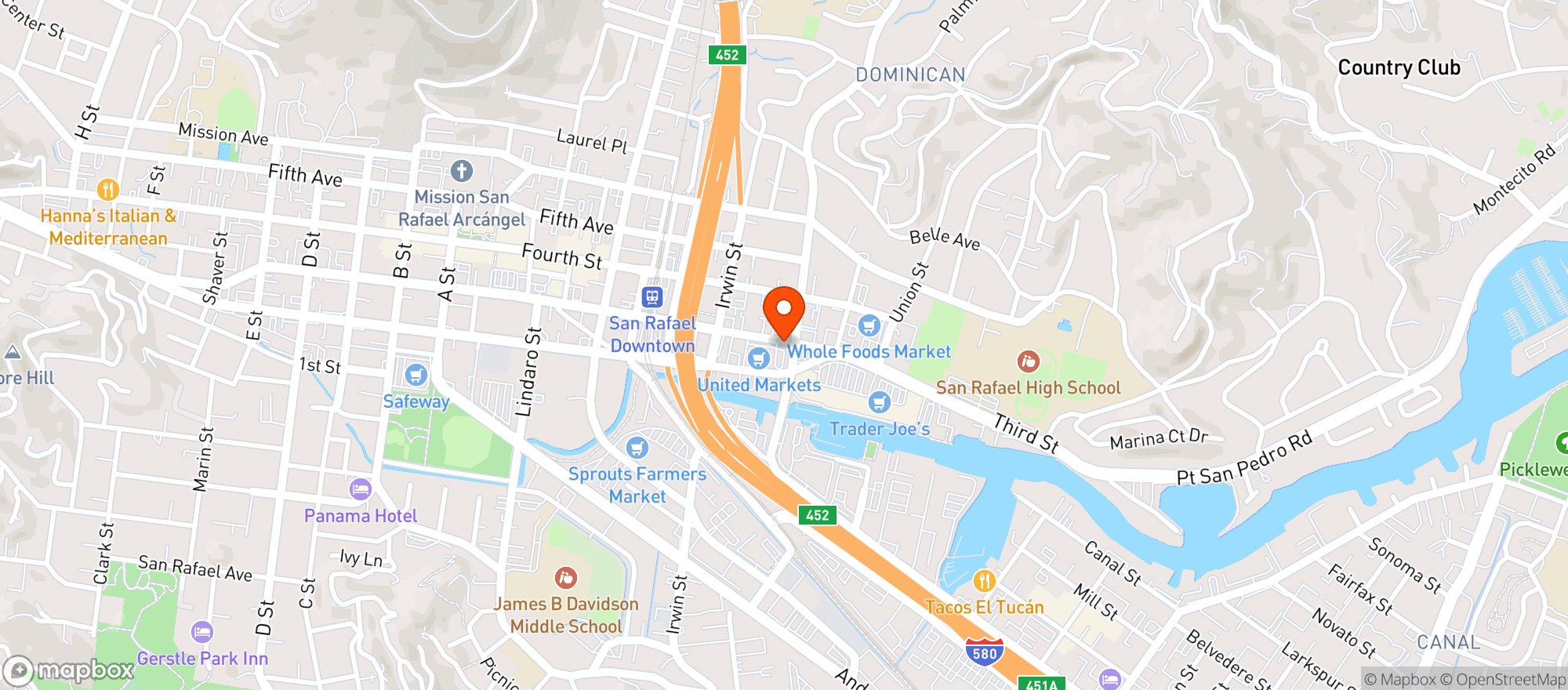 Map showing United Markets - 11 - San Rafael
