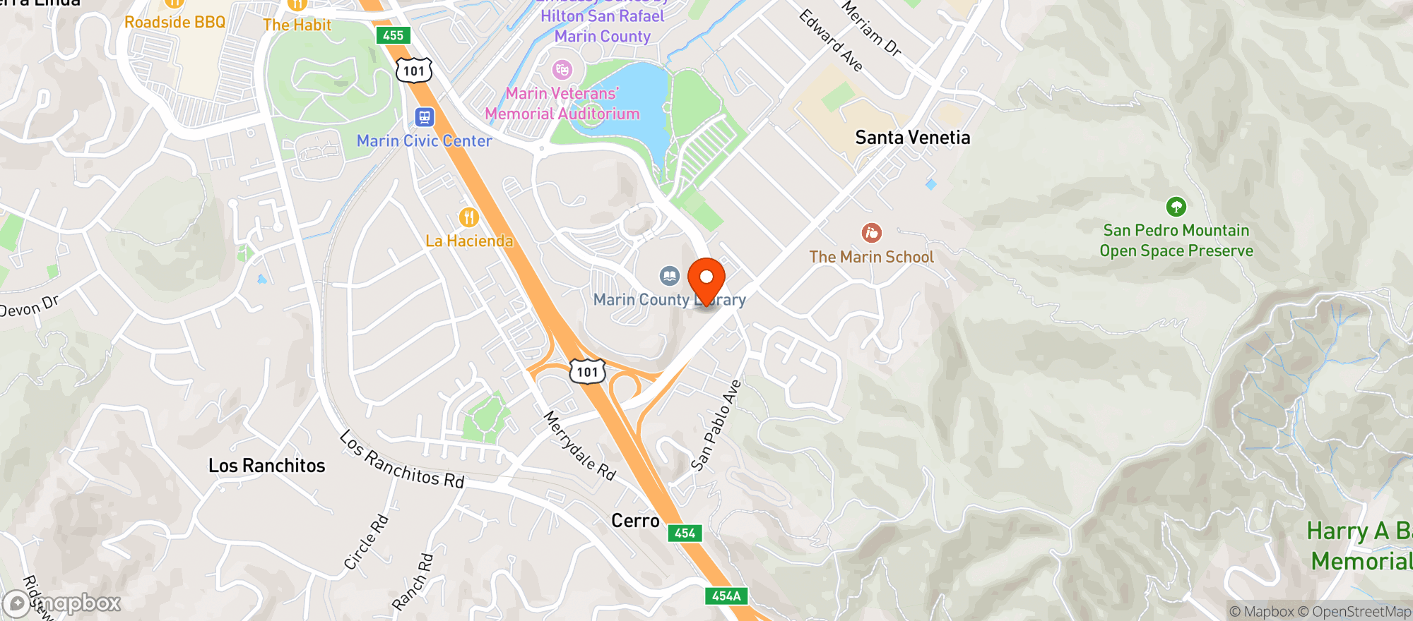Map showing Santa Venetia Market