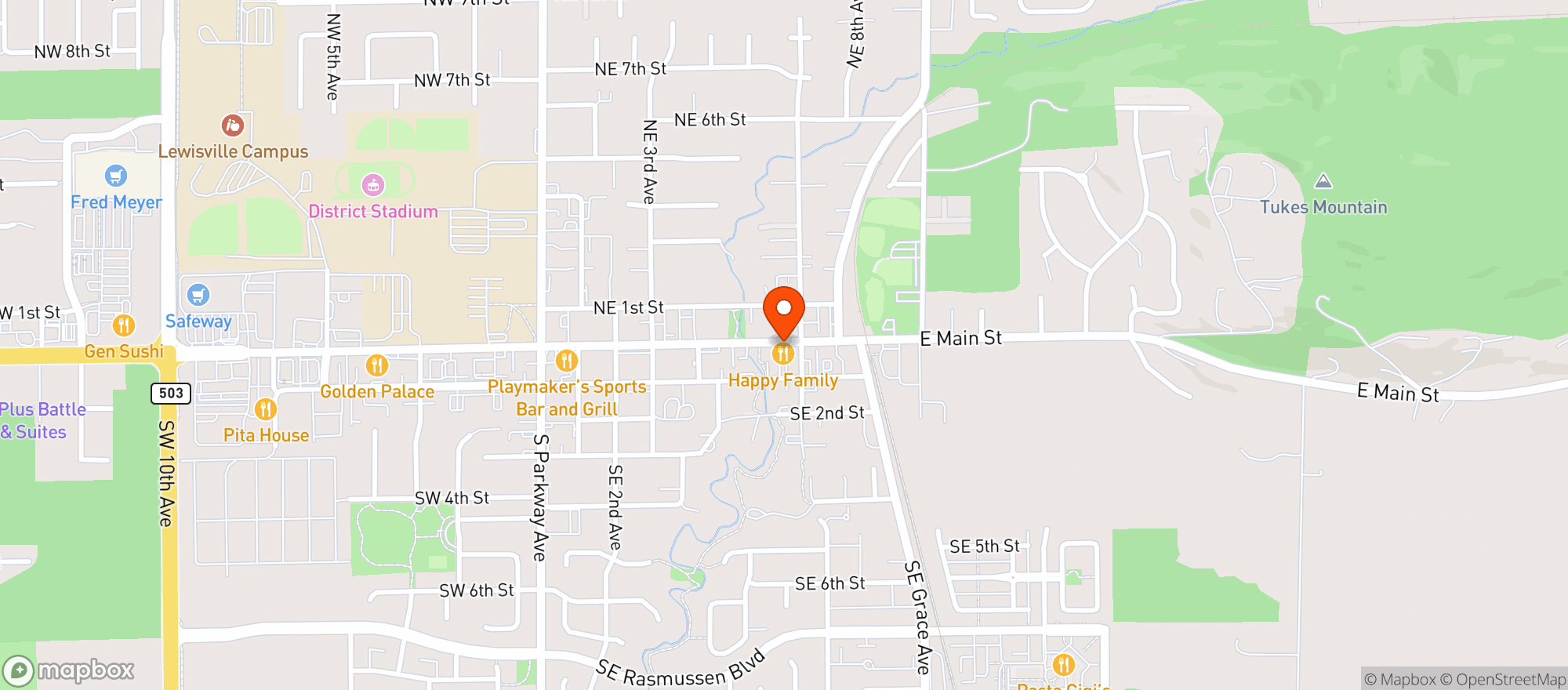 Map showing Happy Family Restaurant Bg & Lounge