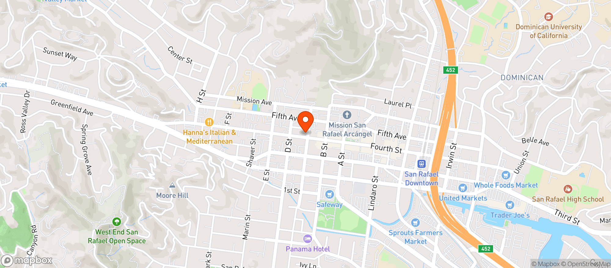 Map showing Tam Commons Taproom